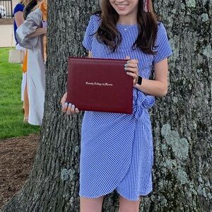 Aqua blue and white tie summer dress